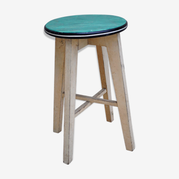 Wood stool vintage formica