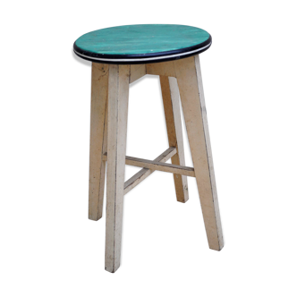 Wood stool vintage formica