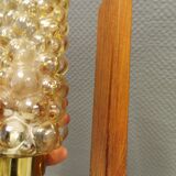 Pair of wall lamps, in teak, brass and bubble glass, Danish, from the 50-60s