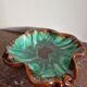 Large ceramic leaf bowl Vallauris green brown 1960s - signed