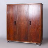 Restored Bauhaus Wardrobe, by Hynek Gottwald, Walnut, Chrome, Czech, 1930s