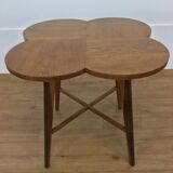 Wooden clover side table, compass feet, 50s