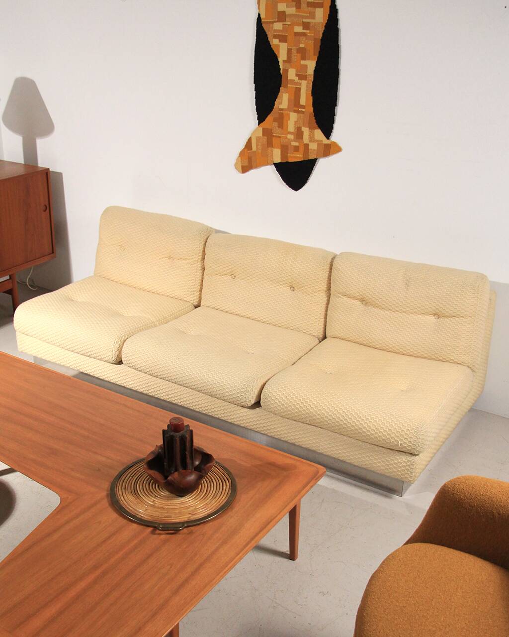 3-seater sofa Charpentier Ecru fabric