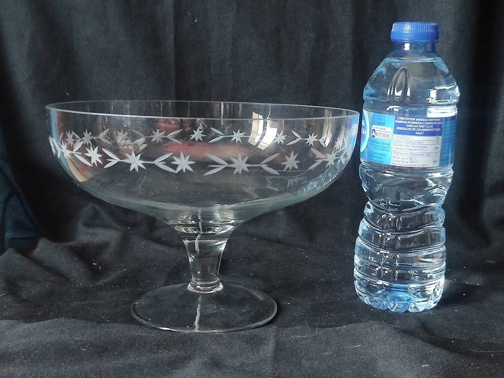 1960/80 /21 cm cut crystal bowl /flowers /plants