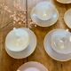 Set of 8 vintage cups and subcups, pastel Arcopal