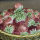 Strawberry basket in Sarreguemines slipware from the 1930s.