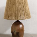 XXL vintage lamp in glazed stoneware and jute rope
