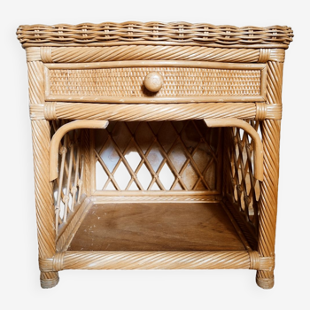 Twisted rattan bedside table