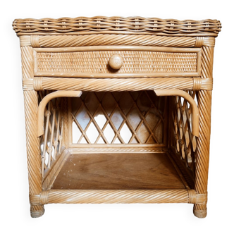 Twisted rattan bedside table