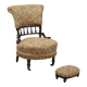 Victorian armchair with fabric pouf, England, 19th century.