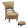 Victorian armchair with fabric pouf, England, 19th century.