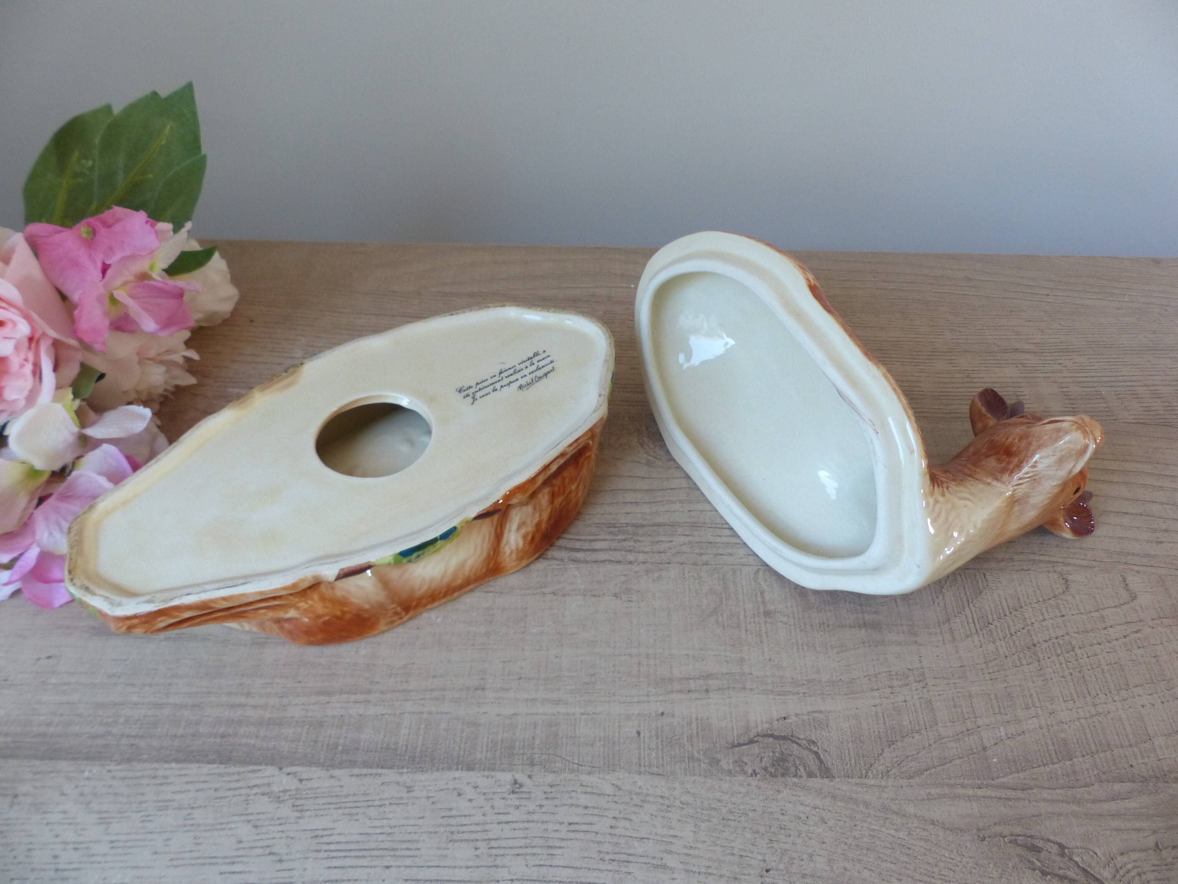 Deer pâté dish, vintage ceramic terrine