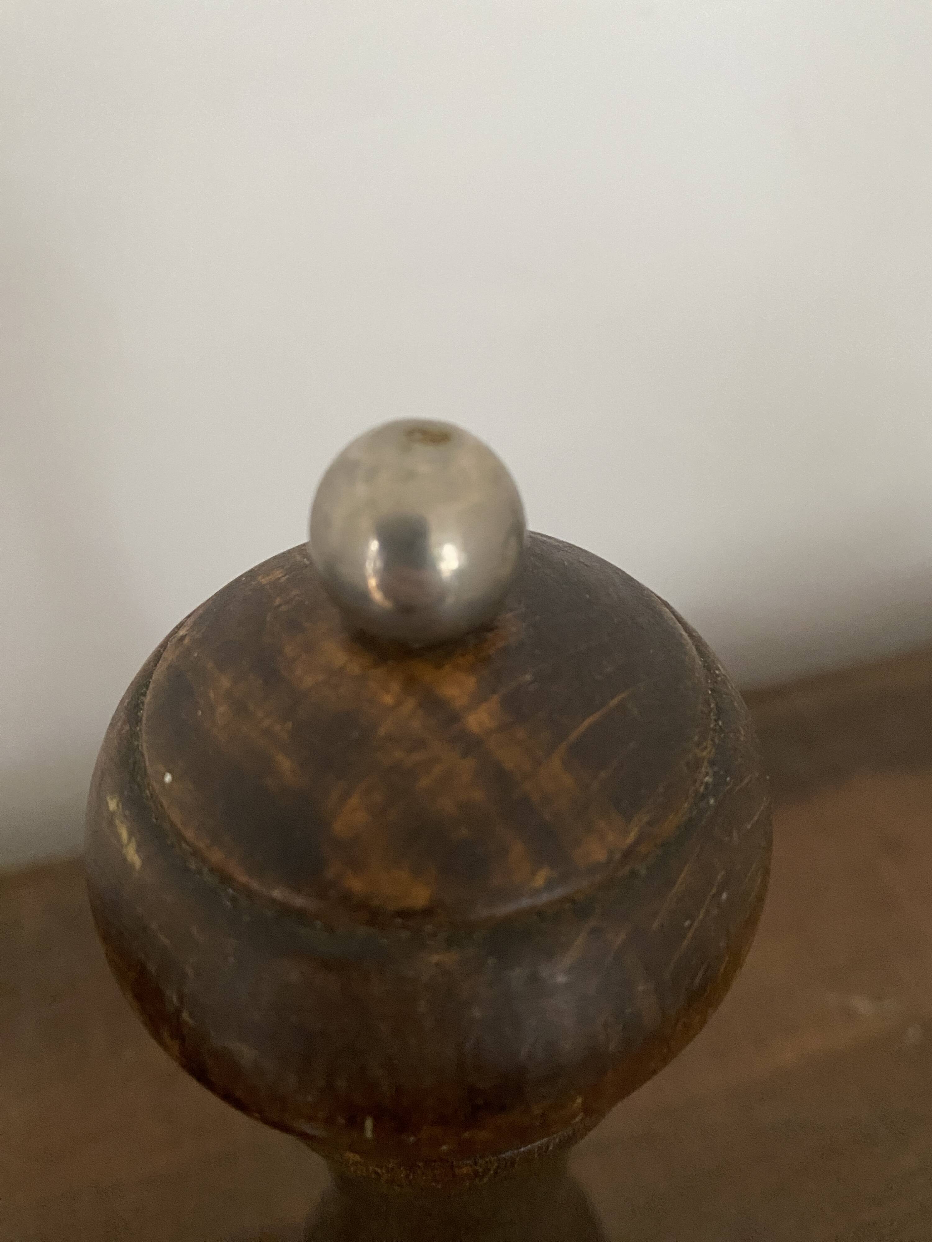 Vintage turned wooden pepper and salt mill