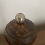 Vintage turned wooden pepper and salt mill