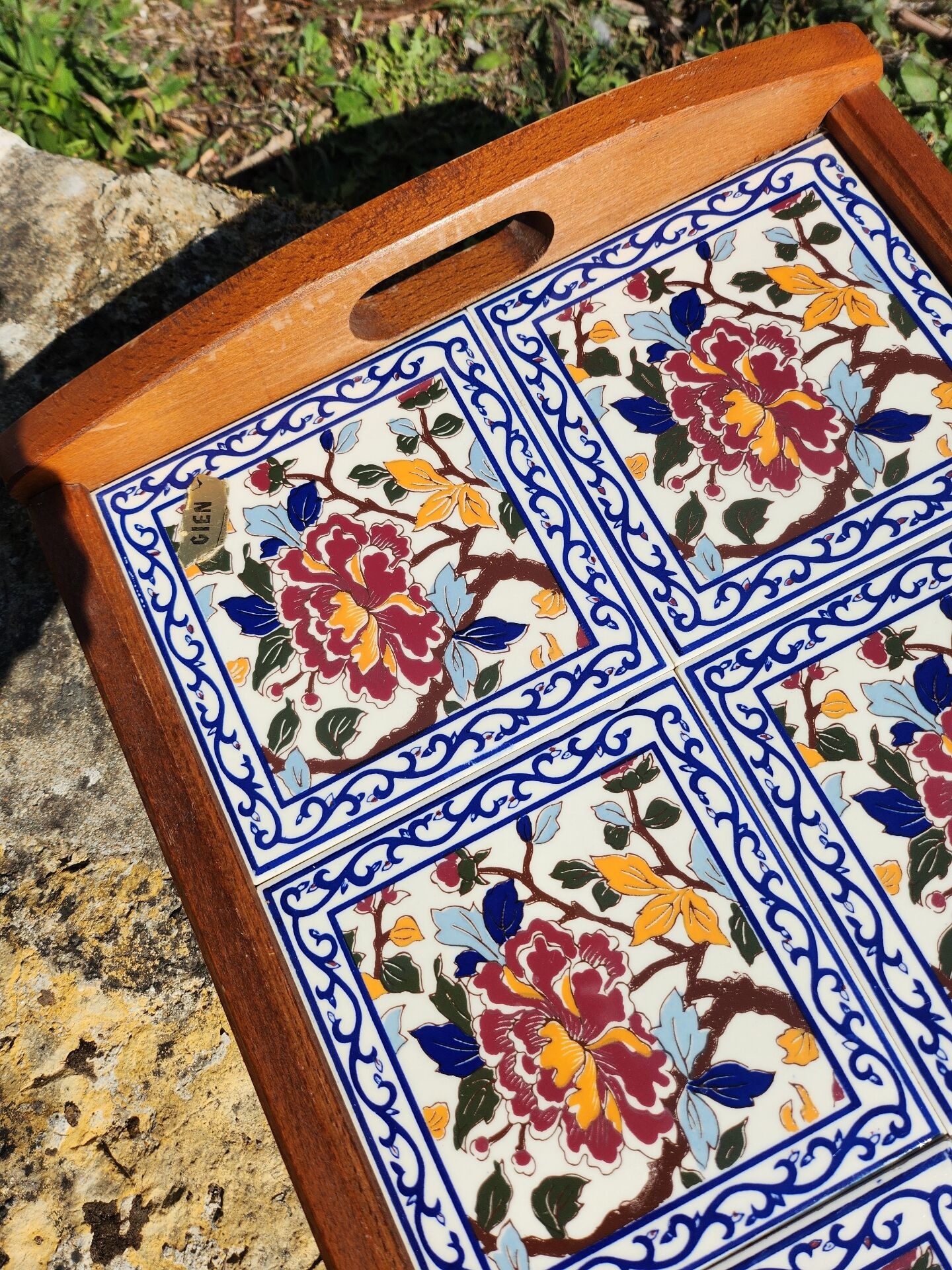 Large Gien peony platter