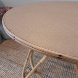 Vintage round bamboo and rattan table
