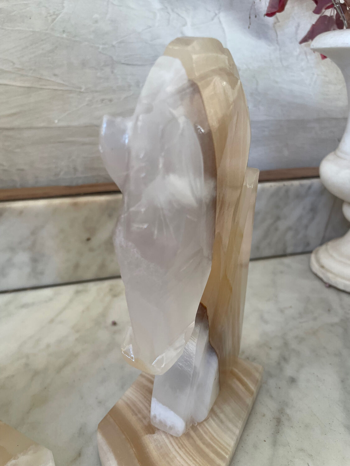 Pair of horse bookends in onyx