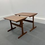 2 tables d’appoint gigognes danoise en teck par Kai Kristiansen pour Vildbjerg