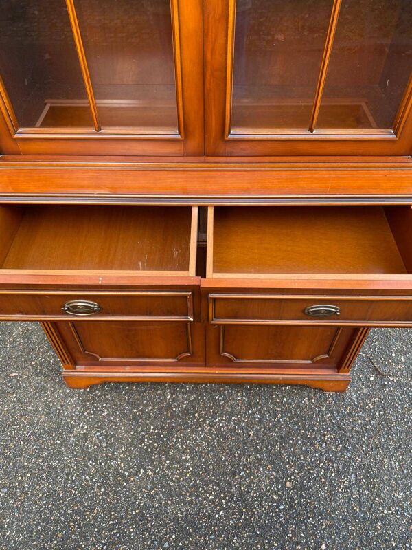 Vitrine anglaise 2 portes imitation acajou 1990