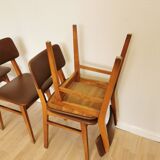Vintage STOL Kamnik Dining Chairs (Set of 4): Mid-Century Leather Seat