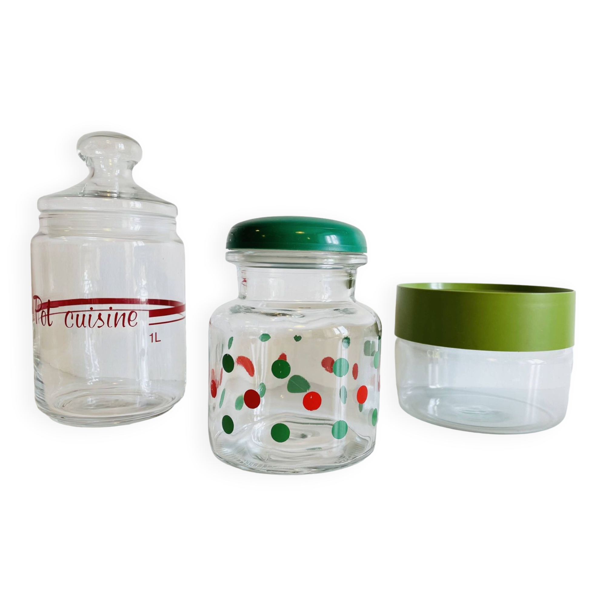 glass and colored kitchen jars