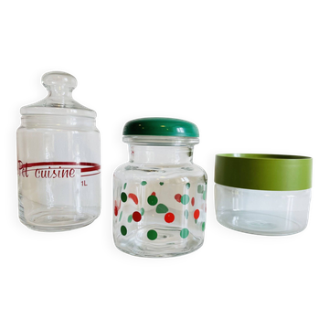 glass and colored kitchen jars