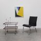 Unique black leather & steel modernist lounge chair, 1960s