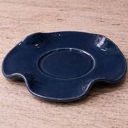Set tasse & soucoupe ondulée céramique - bleu pétrole