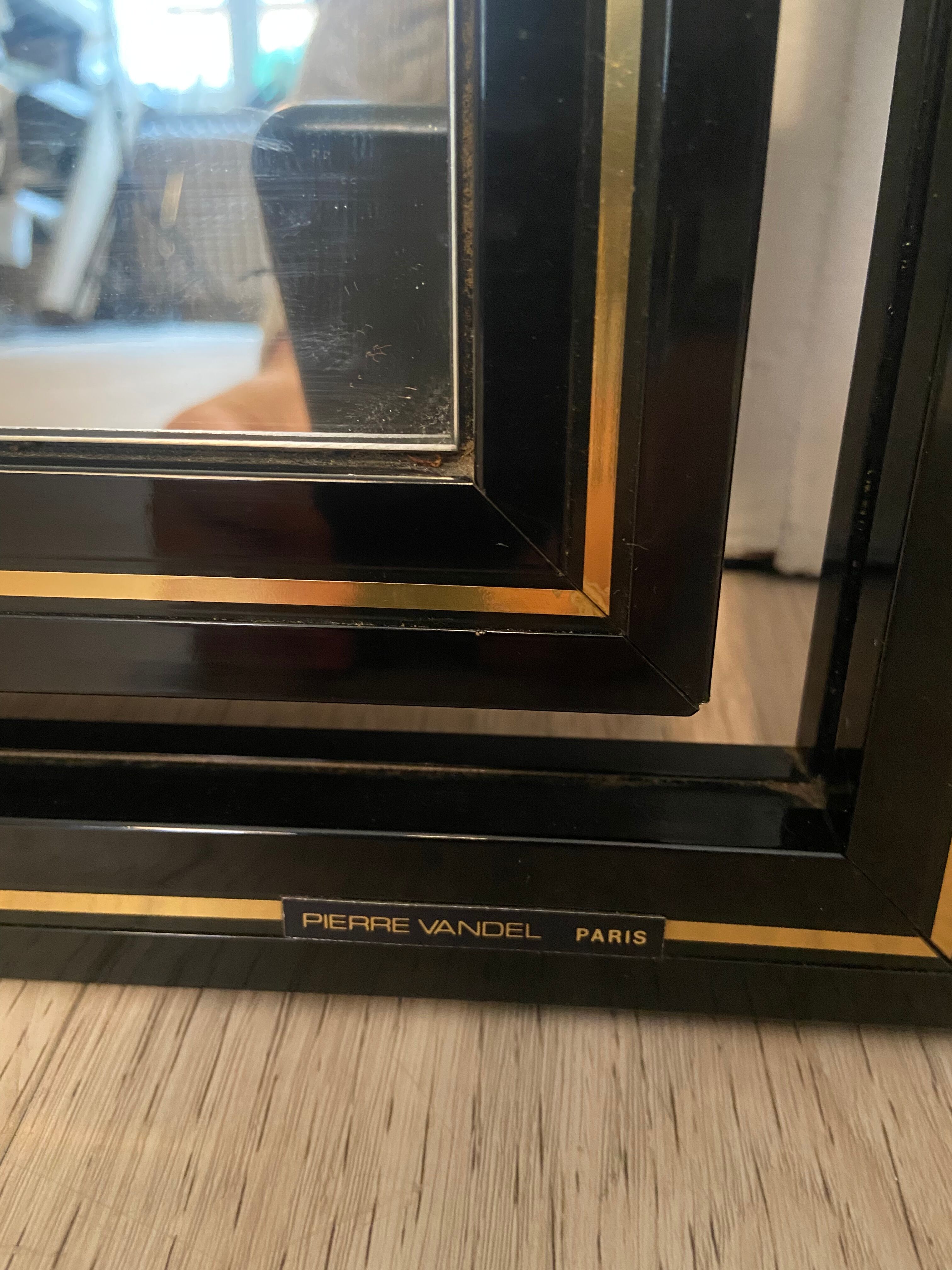 Mirror Pierre Vandel black and gold, 1970s