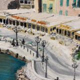 Painting on vintage canvas