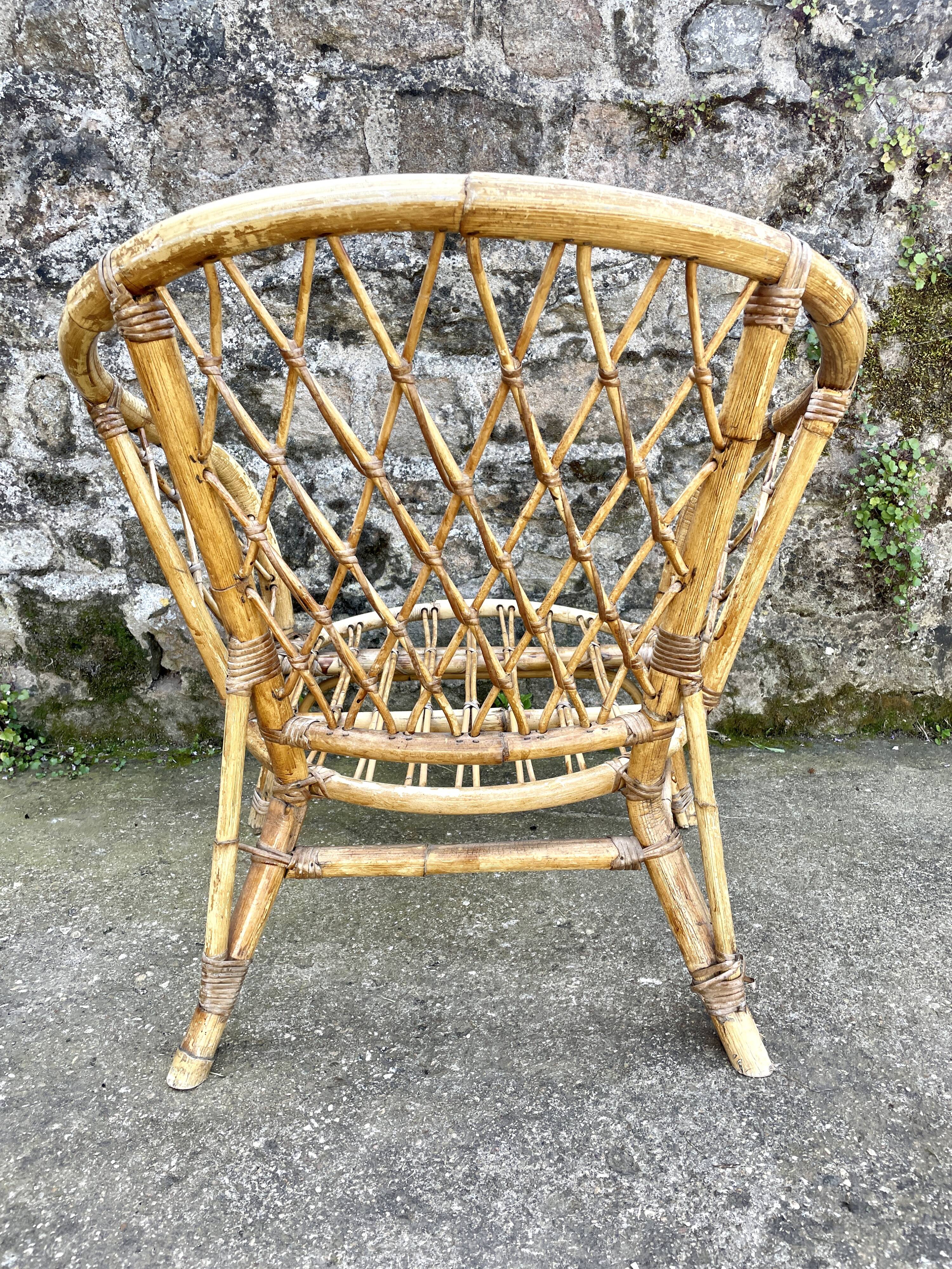 Woven rattan armchair, 1960
