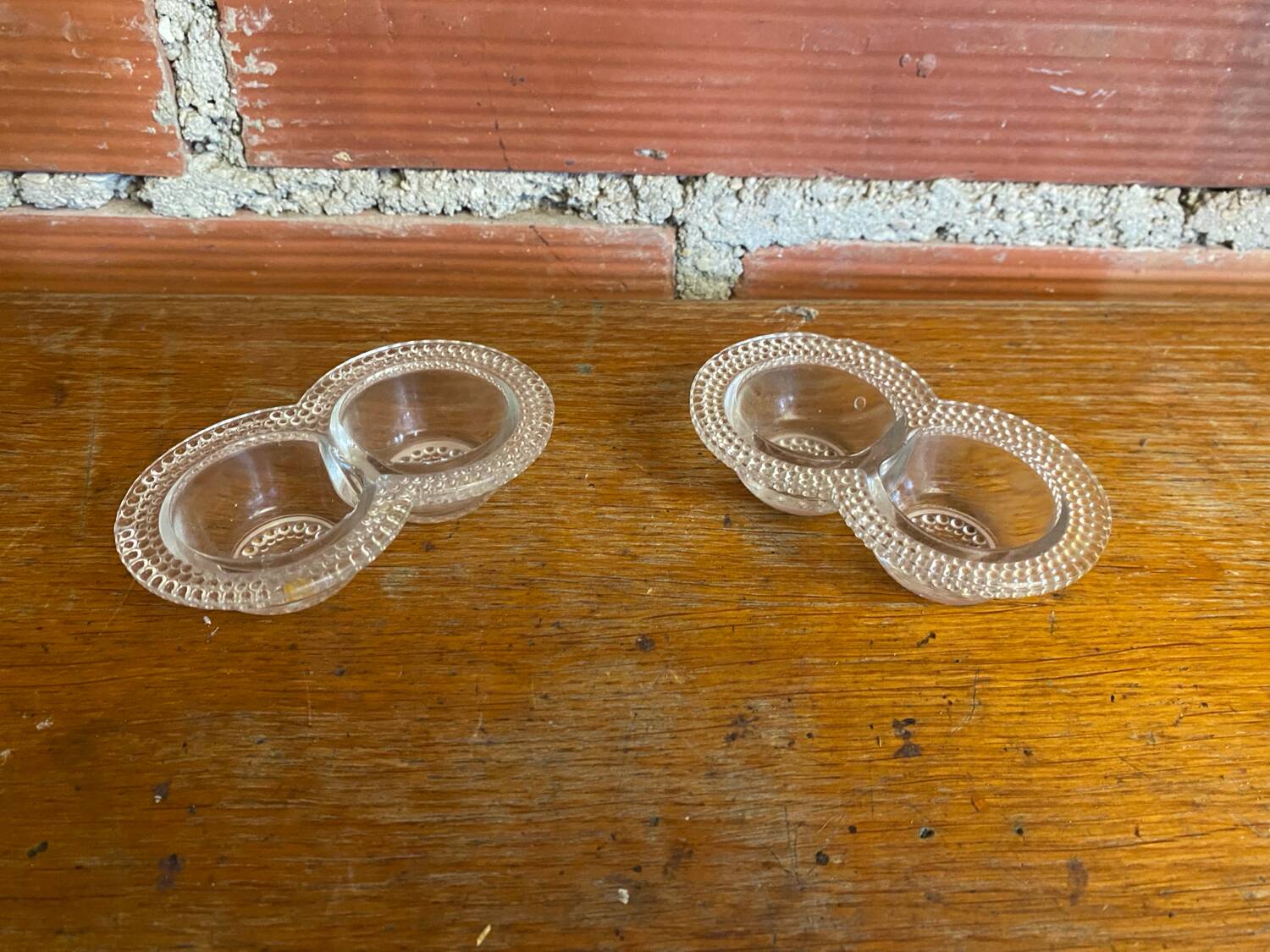 Pair of Antique Molded Glass Salt and Pepper Shakers, 1950s Vintage