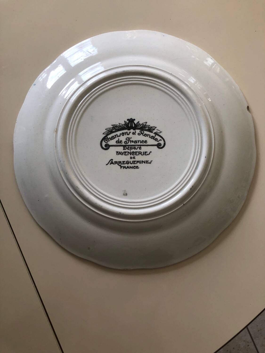 Vintage Au Clair de la Lune Plate from the 1930s Sarreguemines fayenceries