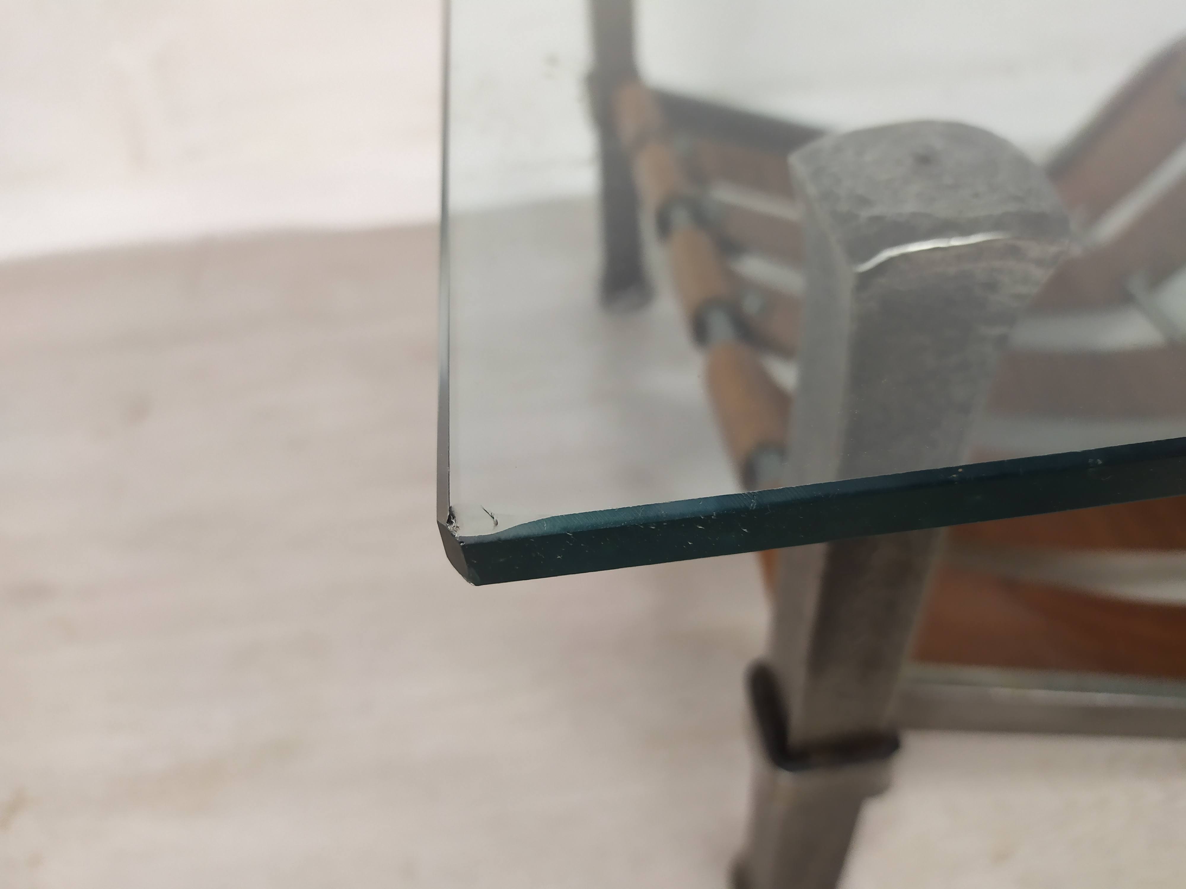 Iron and leather coffee table