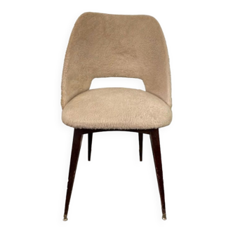 Vintage beige tonneau chair feet compass 1960