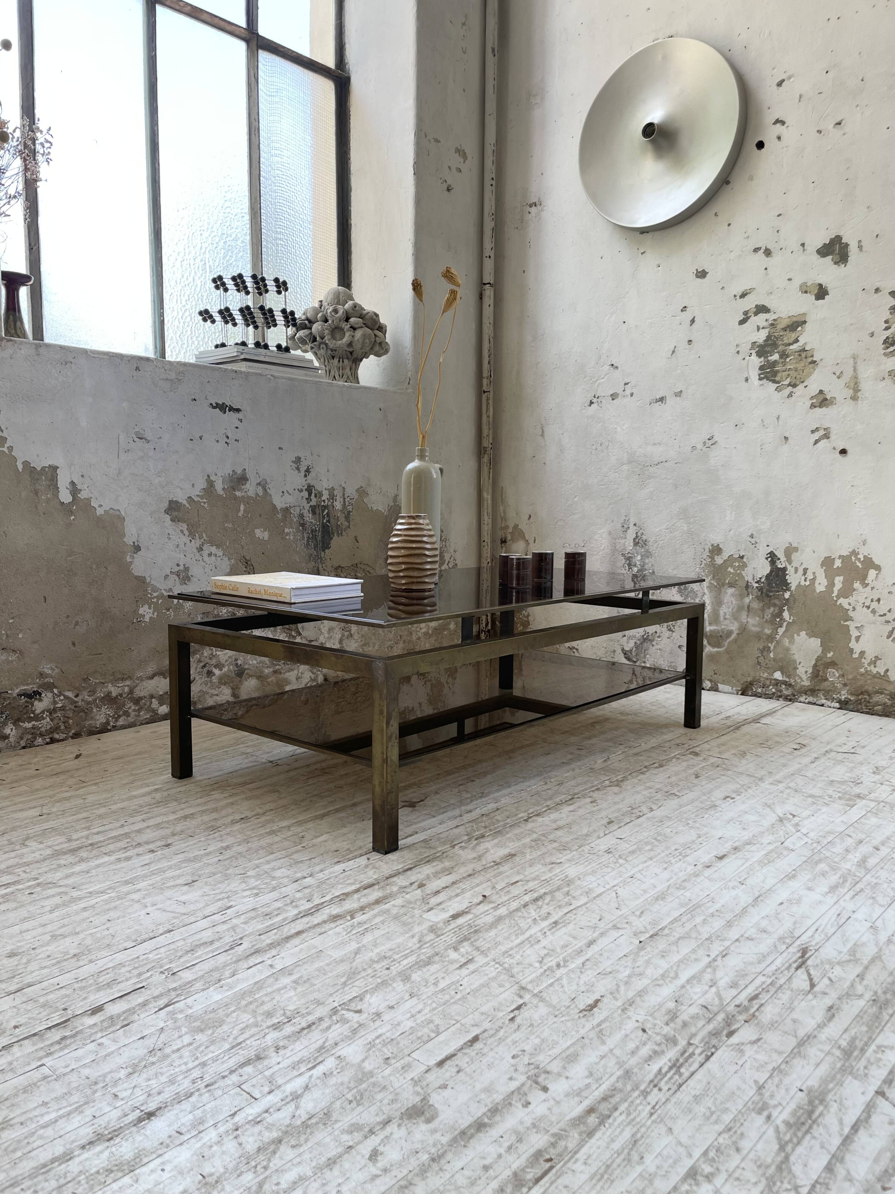 Brass coffee table attributed to Guy Lefevre for Maison Jansen