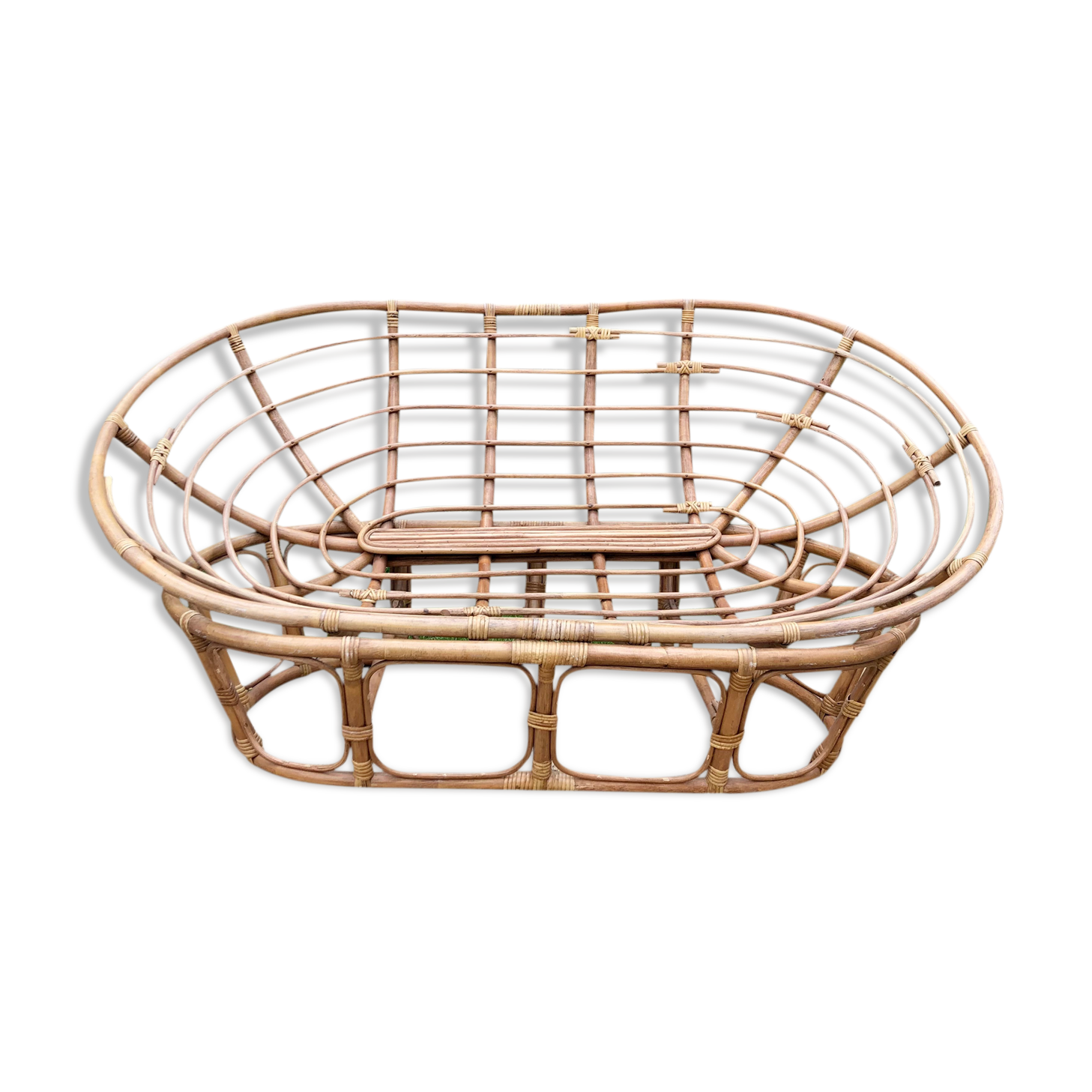 Vintage rattan bench