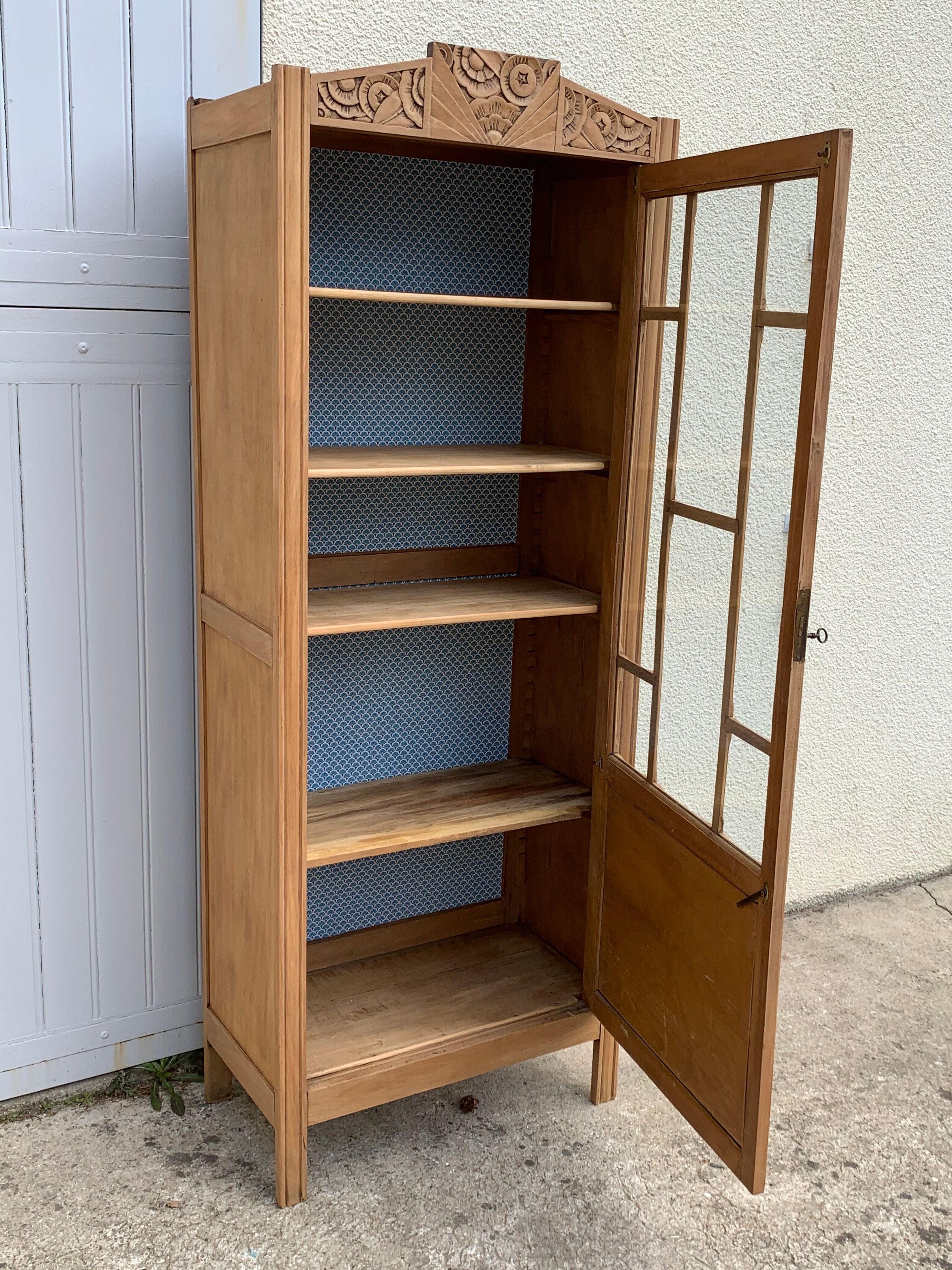 Art deco glass-glazed parisian wardrobe