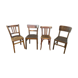 4 chaises bistrot dépareillé bois courbé brasserie