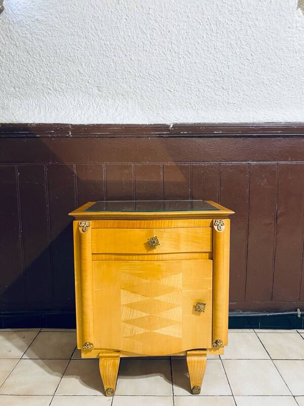 Chevet art déco années 50 miroir incrusté