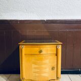 1950s Art Deco bedside table with inlaid mirror