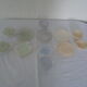 6 cups and sub-cups arlequin iridescent glass opalescent arcopal france
