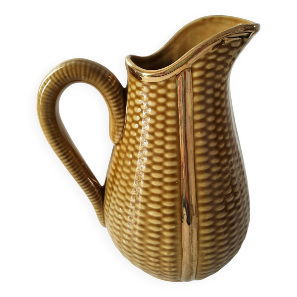 Pichet en barbotine épi de maïs – réhauts dorés