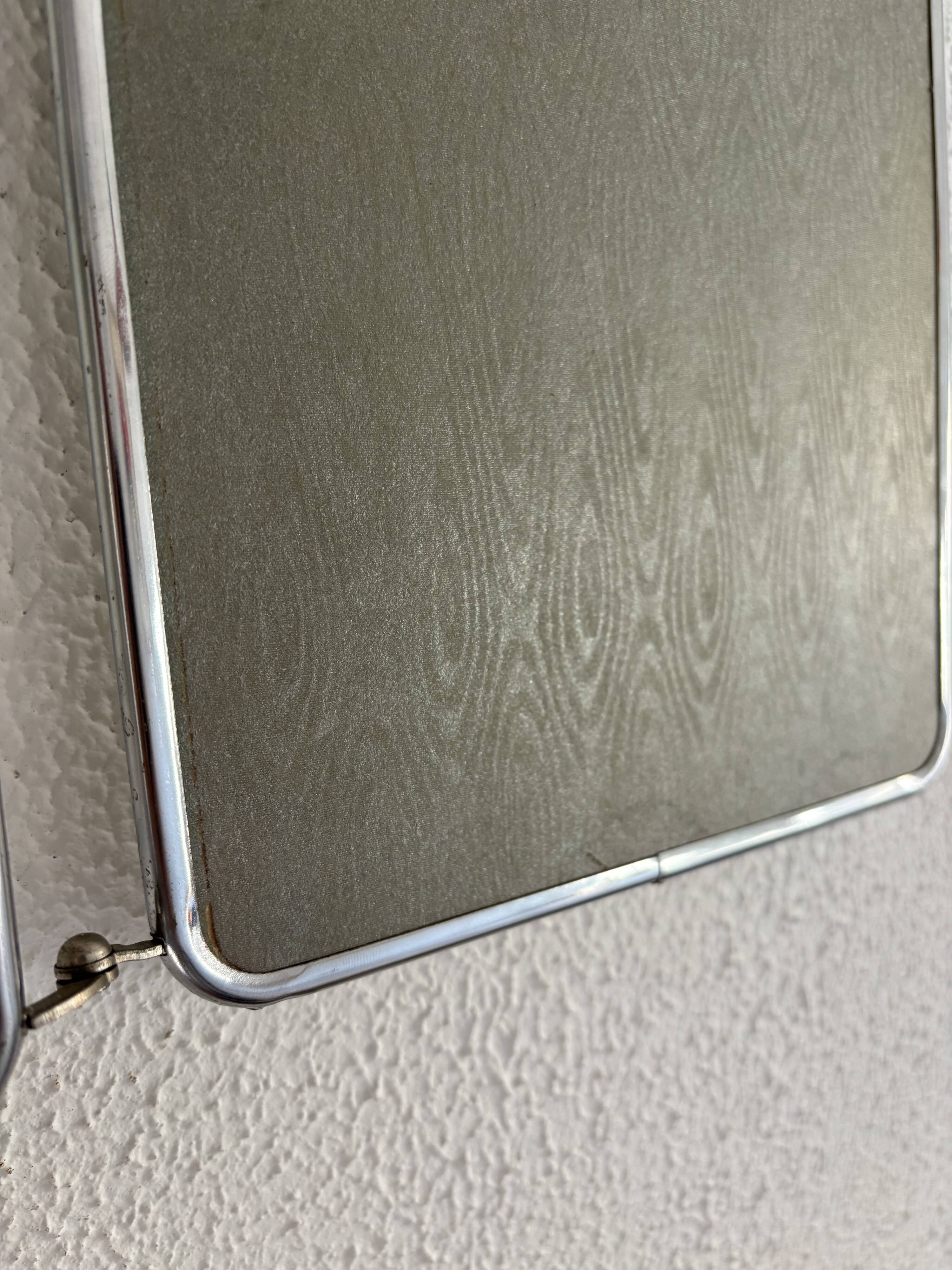 Miroir vintage 1960 triptyque barbier argenté Arpin - 28 x 70 cm