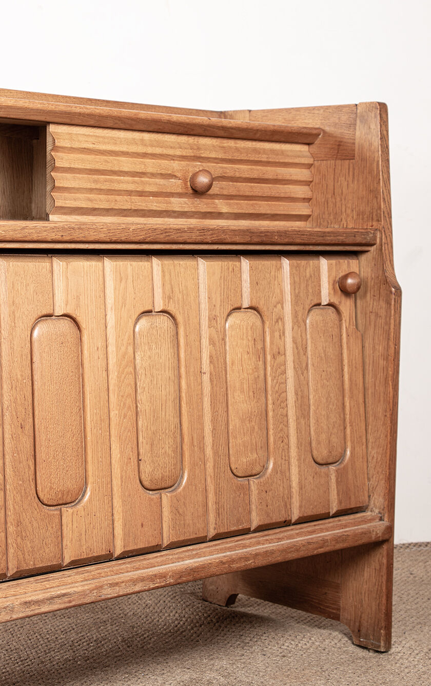 Large sideboard in Oak and Danikowski ceramics, Guillerme and Chambron.