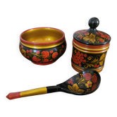 Ensemble bol, pot et cuillère Khokhloma