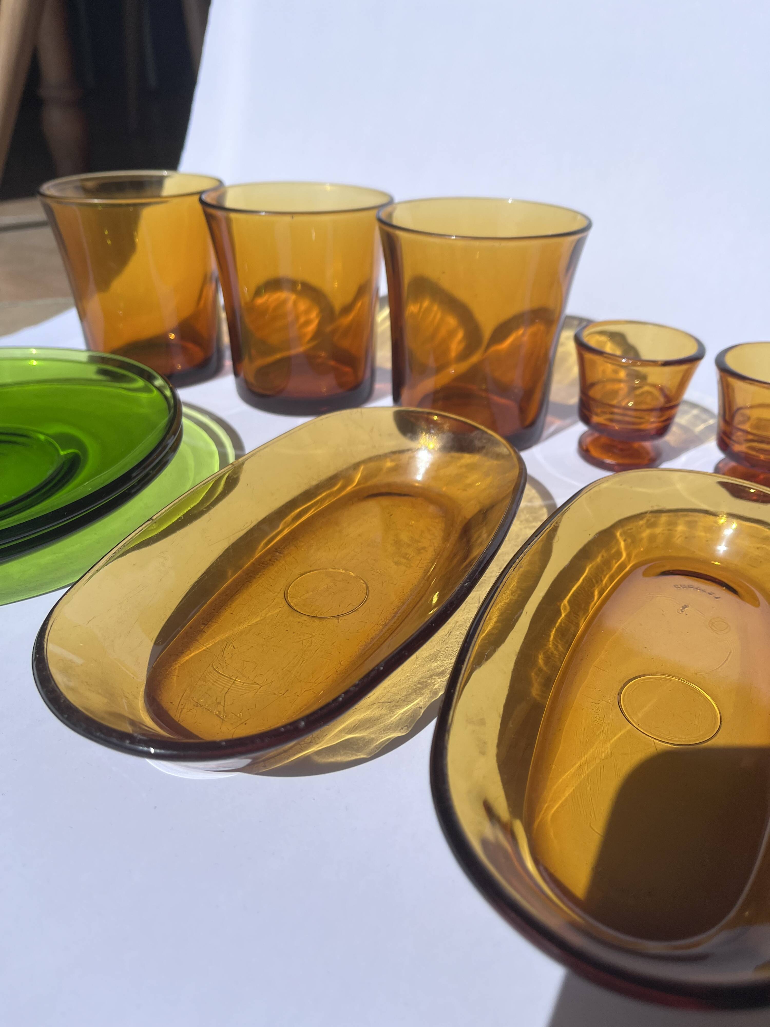 Set of Vereco tableware (smoked glass from the 70s)