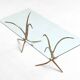 Unique sculptural dining table in bronze and glass, Belgium 1970.