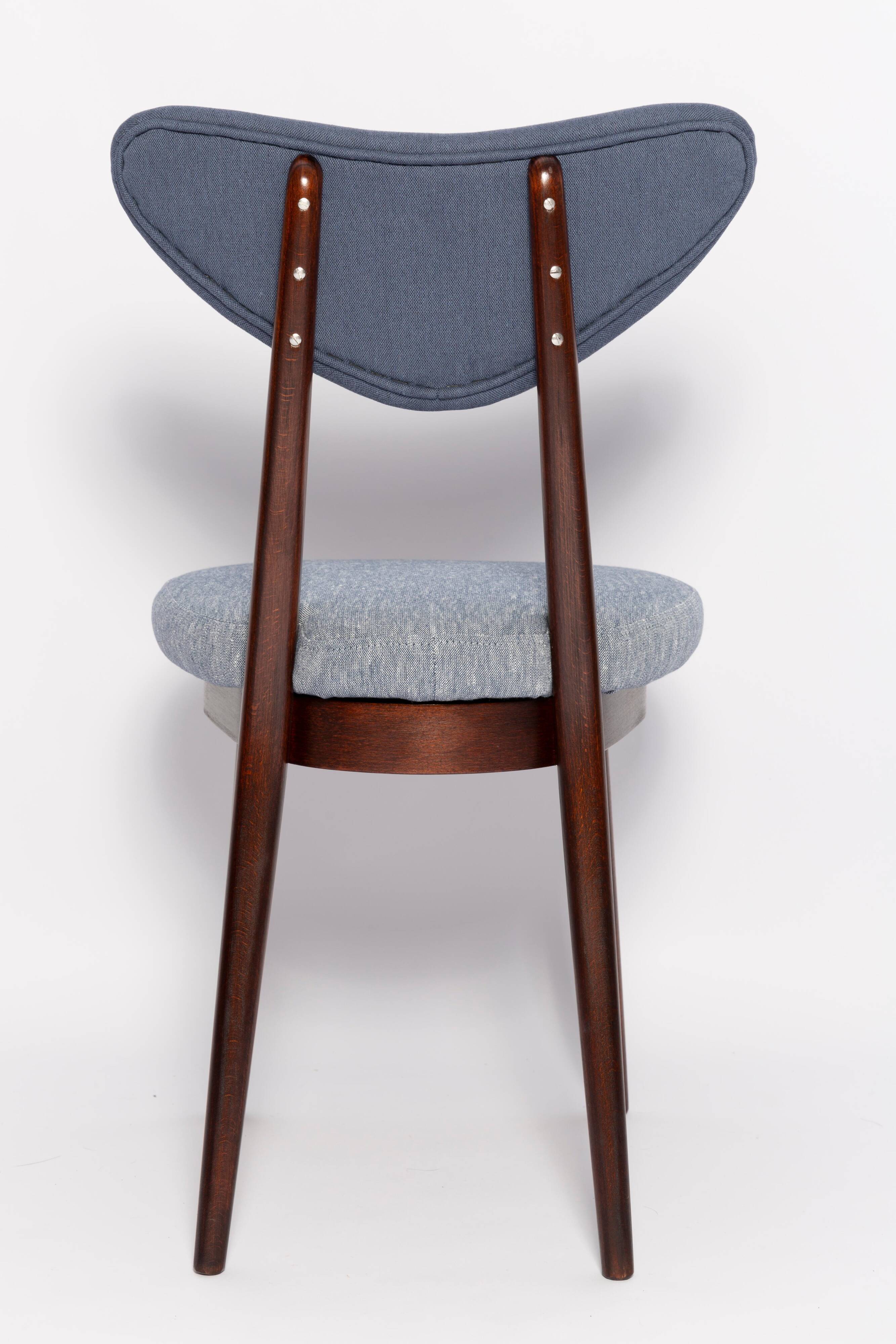 Heart-shaped chair in light and medium blue denim, mid-century, Europe, 1960s.