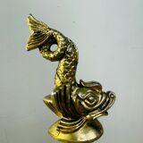 Vintage magazine rack, Neo classical brass dolphine rack